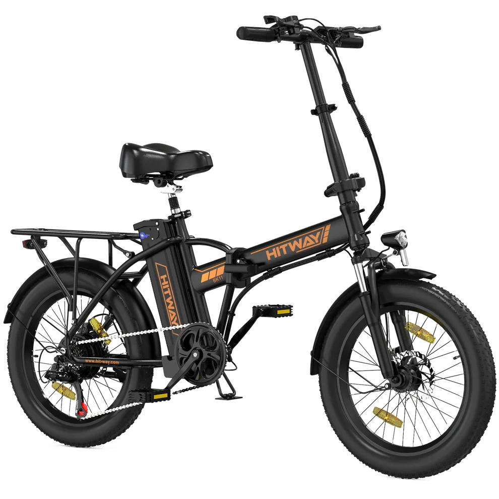 Hitway BK11 Fatbike 20 x 4.0 – Elektrische Vouwfiets – 250W motor- 25km/h - Zwart Oranje AE-trading