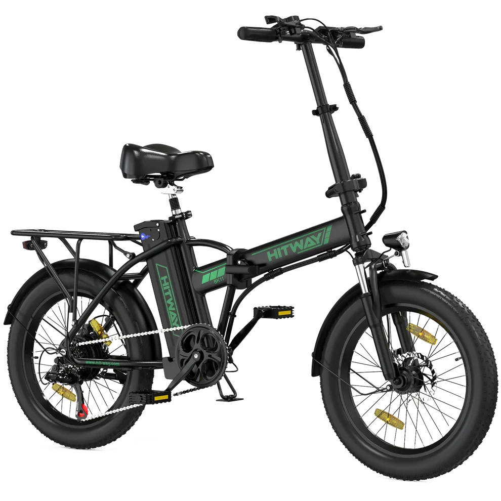 Hitway BK11 Fatbike 20 x 4.0 – Elektrische Vouwfiets – 250W motor- 25km/h - Zwart Groen AE-trading