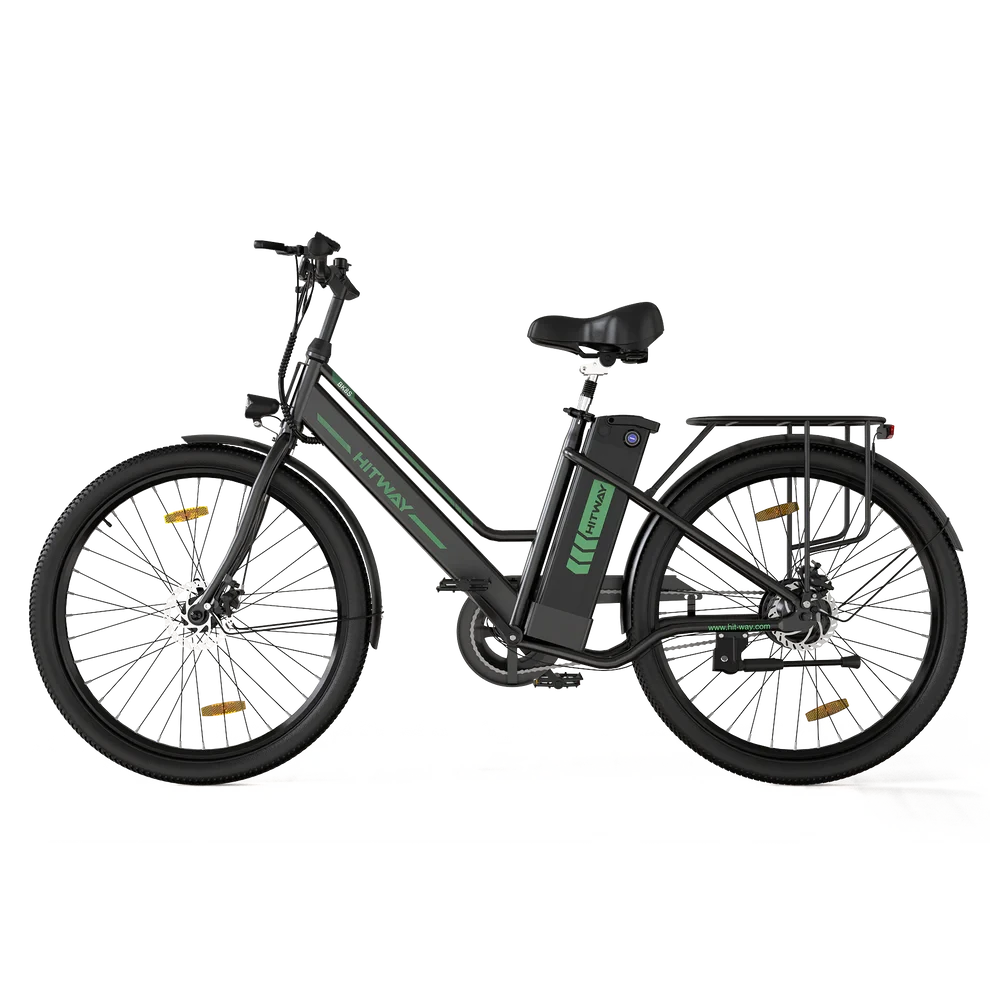 Hitway BK8S Elektrische Fiets 26 Inch 2,45" City E-bike Zwart Groen AE-trading