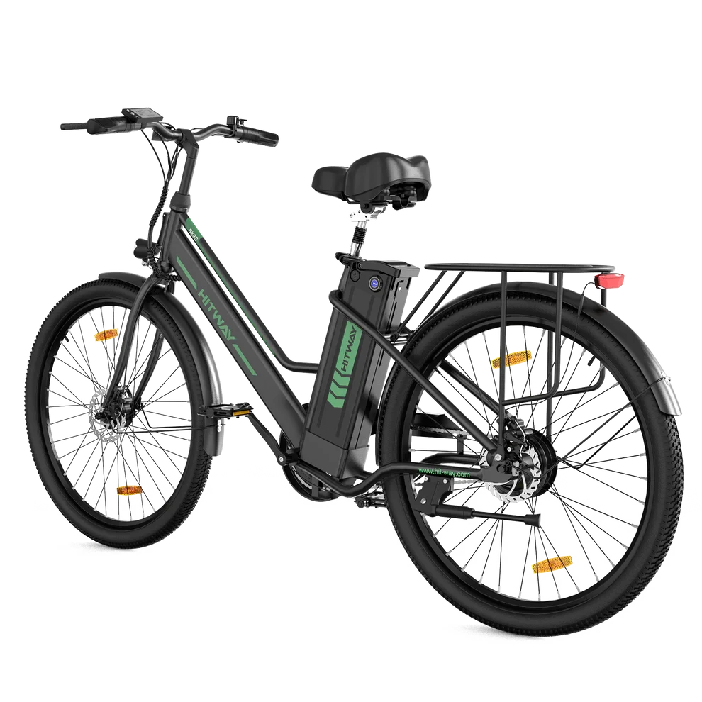 Hitway BK8S Elektrische Fiets 26 Inch 2,45" City E-bike Zwart Groen AE-trading