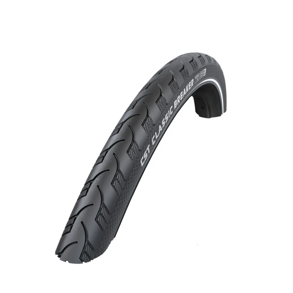 Buitenband: CST Classic Breaker (1mm anti-lek) Kleur: Zwart met zij reflectie Maat: 28x1 1/2, 700x38b, ETRTO 40-635 - AE-trading