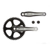 Miranda Crankstel 46T, 170mm Cranklengte, Zwart Stalen Tandwiel, Zilveren Aluminium Cranks, Spieloos - Beta 1 Plus AE-trading