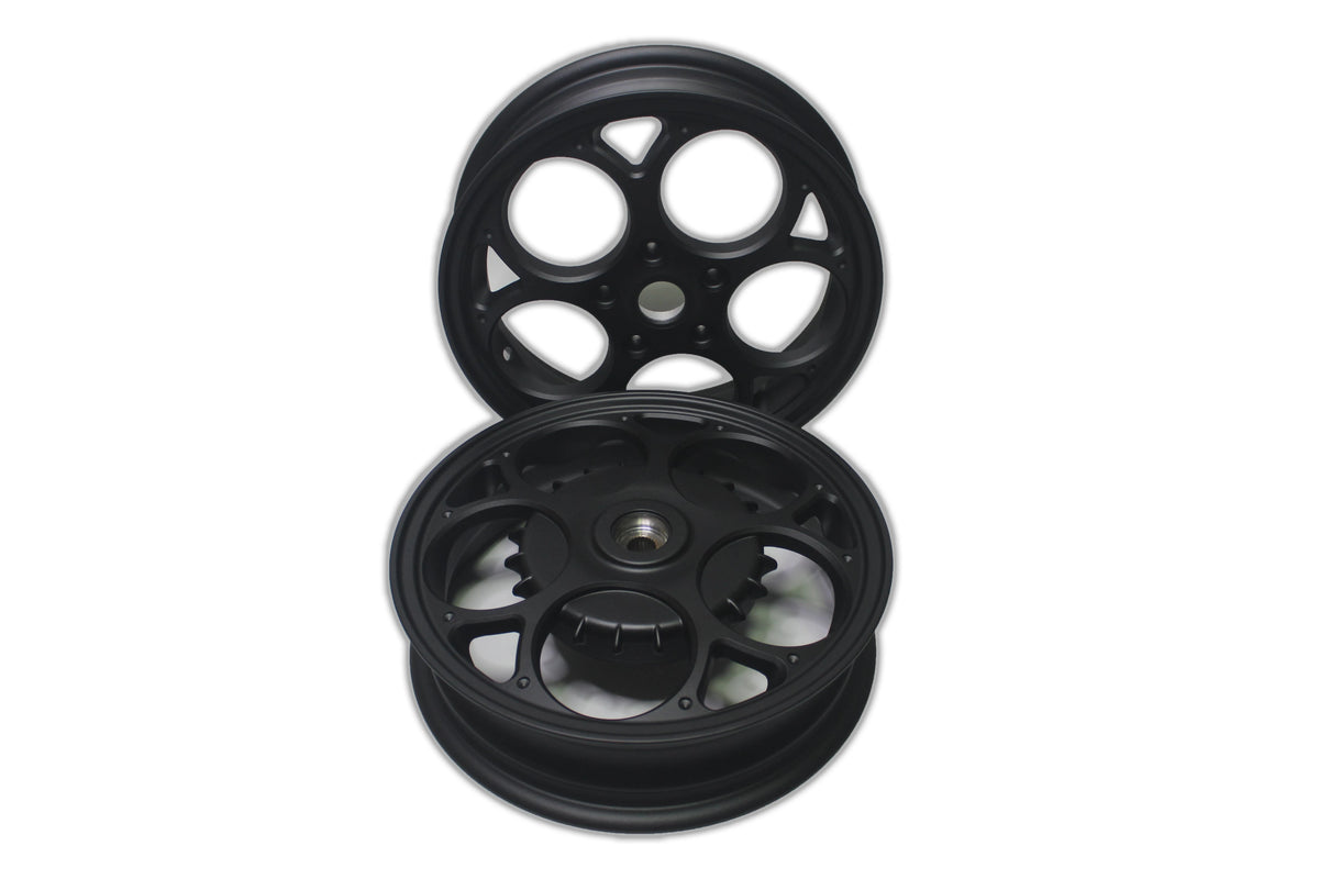 Velgen Set Aplus (Voor + Achter) Passend Op Vespa Primavera/Sprint Matt Black Edition Netto Prijs - AE-trading