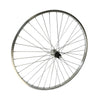 Achterwiel 28x1 5/8x1 3/8 zilveren aluminium velg, vaste as, cassette naaf voor 7/8 speed, 14 spaken (vulring art. 2555 nodig voor 7 speed) AE-trading