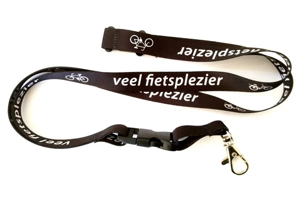 Key koord zwart met opschrift "veel fietsplezier" - AE-trading