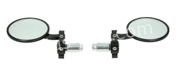 Spiegelset /Bar End Aplus Universeel Cnc Model Mat Zwart (Rond) - AE-trading