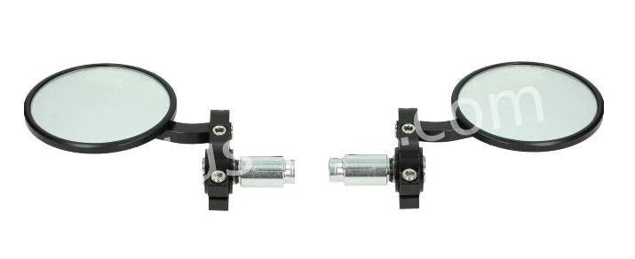 Spiegelset /Bar End Aplus Universeel Cnc Model Mat Zwart (Rond) - AE-trading