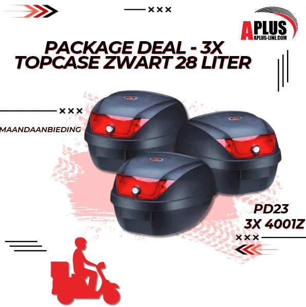 Package Deal 3 X Topcase Zwart 28 Liter (3 X 4001 Z) - AE-trading