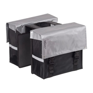 Bagoo Dubbele Fietstas M Bisonyl Zilver/Zwart 34L 36x32x15cm AE-trading