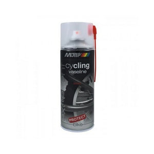 Motip Cycling Vaseline spray 400ml. Universeel smeer- en beschermingsmiddel met zeer goede hechting. Waterafstotend en bestand tegen weersinvloeden. AE-trading