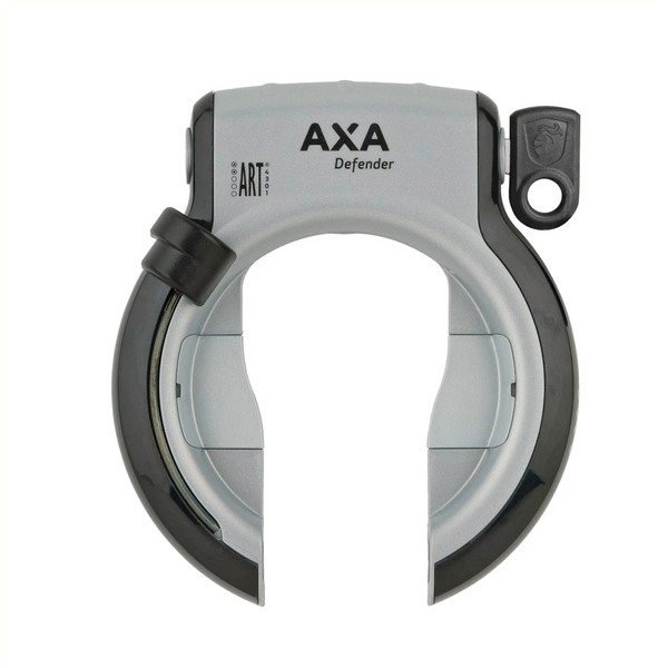 Axa Defender zilver/zwart met zwarte knop, spatbord bevestiging (hangverpakking). Beveligingsniveau 12 - AE-trading