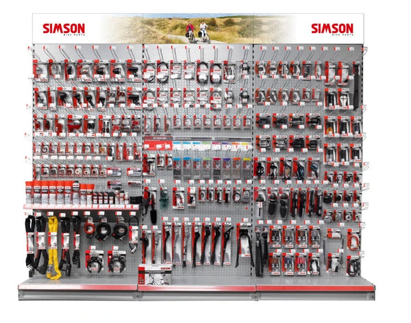 Schap Simson 3m. vraag onze vertegenwoordiger voor plaatsing en acties. Prijs op basis van 1 artikel per haak. (Genoemde prijs betreft alleen de producten en is exclusief stellingmateriaal en toebehoren) - AE-trading