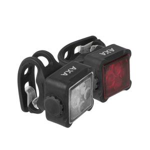 Axa Niteline 44-R is een set van voor- en achterlicht die beide USB oplaadbaar zijn montage dmv rubberen bandjes (hangverpakking) - AE-trading