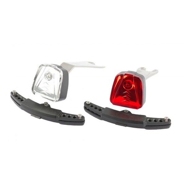 IkziLight verlichtingsset Magnetic LED, 1 witte en 1 rode LED ½W brackets, wit|rood. Geen batterijen nodig. Niet geschikt voor fietsen met roller- of discbrakes. (hangverpakking) - AE-trading