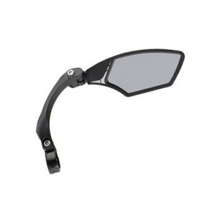 Luxe Mirage Spiegel, Dimbaar Licht, 10.6cm, Onbreekbaar en Corrosiebestendig Zwart Glas, Rechts, Stuurklem ø 21.0~26.0 mm, Geschikt voor E-bike AE-trading