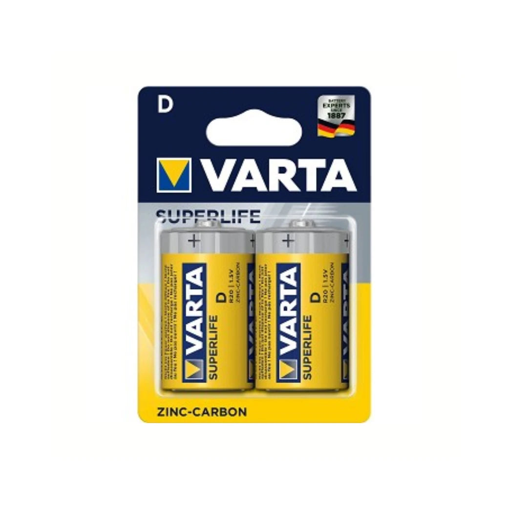 Varta Superlife D R20 batterijen. Zink-Carbon. per 2. (hangverpakking) AE-trading