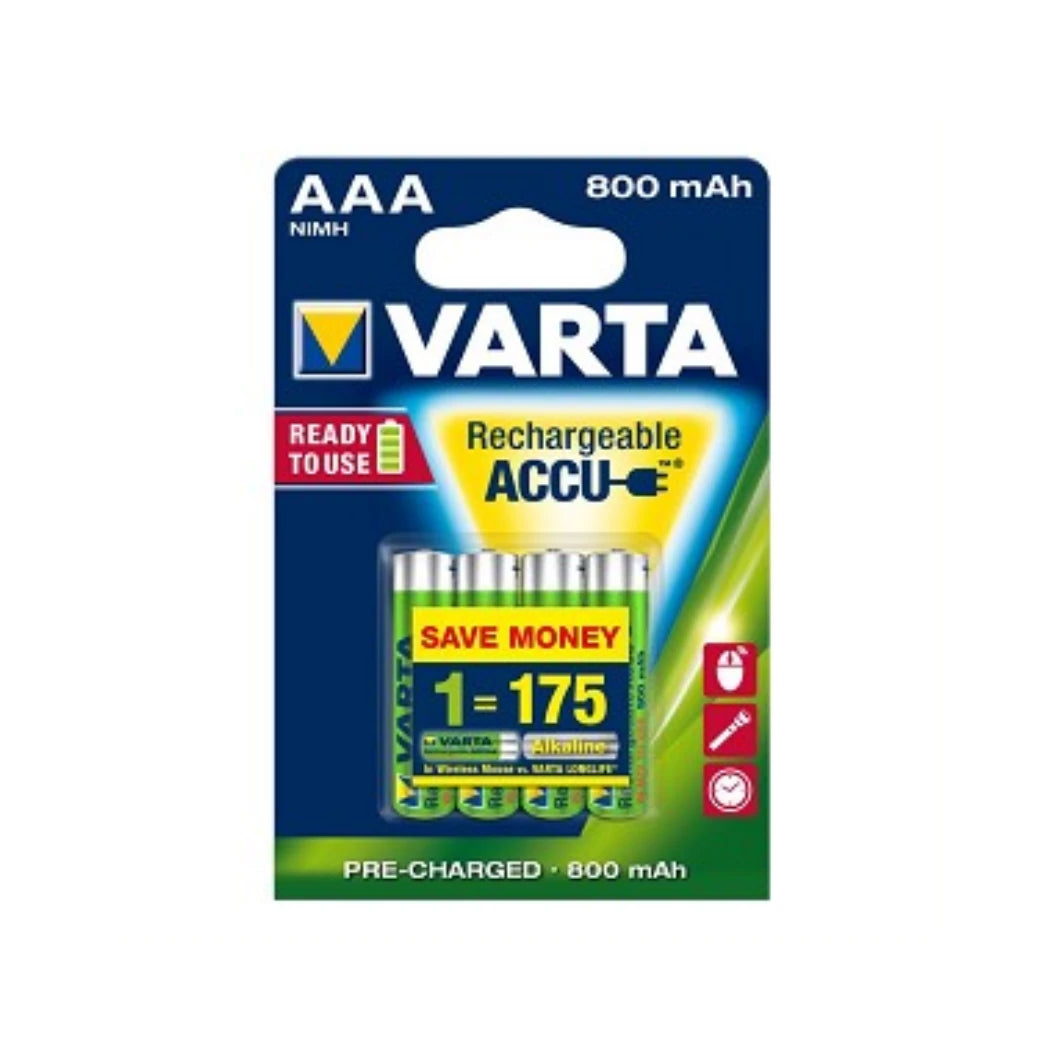 Varta Oplaadbare AAA Batterijen NIMH 800mA - Ready2Use, Set van 4 (Hangverpakking) AE-trading