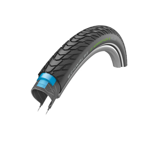 Buitenband: Schwalbe Marathon E-plus smartguard (5mm anti-lek) TwinSkin Kleur: Zwart met reflectie Maat: 28x1.75 ETRTO 47-622 - AE-trading
