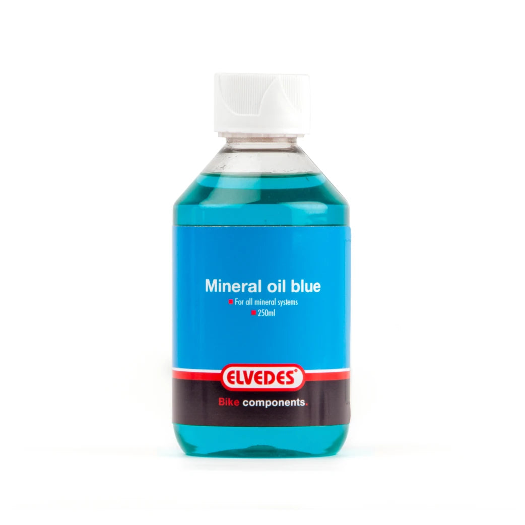 Elvedes minerale olie voor alle minerale remsystemen. Flacon 250ml, kleur blauw AE-trading