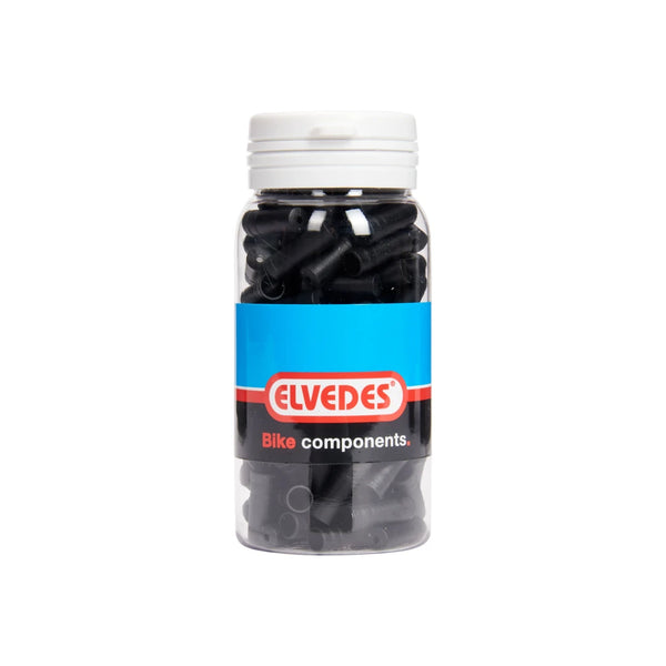Elvedes 5.0mm PVC zwart kabeleinddopjes. 100 stuks in koker - AE-trading