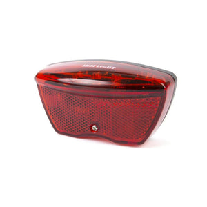 IkziLight drager achterlicht 5 led met reflector. 3 Lumen, lichtbereik tot 700M. Montage afstand 80mm. incl. batterijen (werkplaatsverpakking). - AE-trading