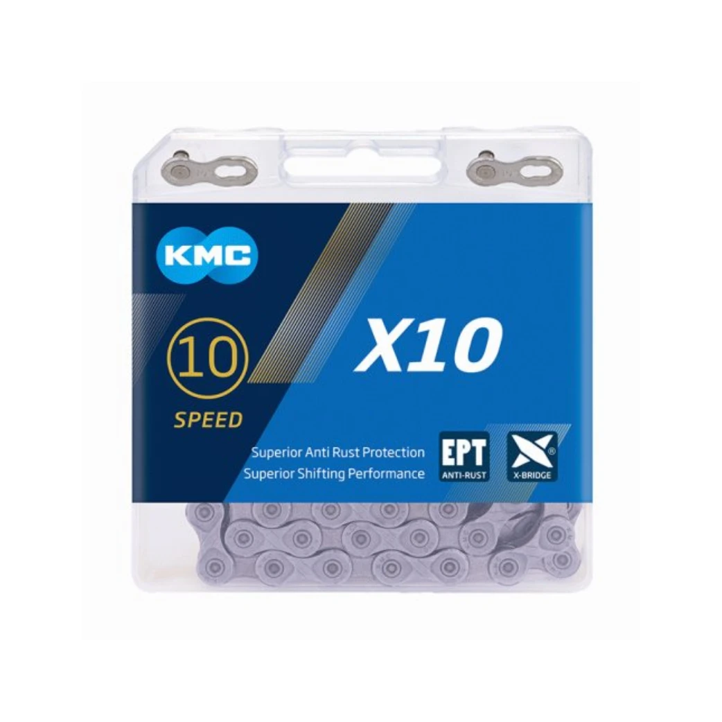 KMC X10 Zilver Ketting, EPT, 1/2x1 1/128, 5.88mm, 114 Schakels, 10-Speed, Anti-Roest AE-trading