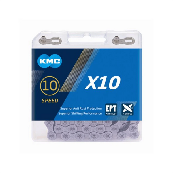 KMC ketting X10 silver, EPT, 1/2x1128, 5.88mm, 114 L 10-speed. anti-roest - AE-trading