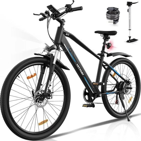 Hitway BK7S - Elektrische Fiets - Mountain Bike - Off-Road E-bike - 250W Motor  12 Ah - Zwart met blauw AE-trading