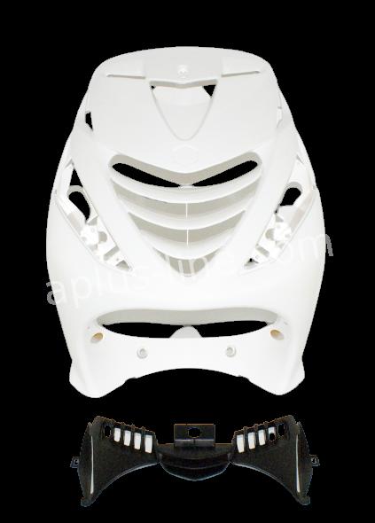 Front Cover Aplus Passend Op Piaggio Zip Sp Glans Wit + (Binnenrooster) - AE-trading