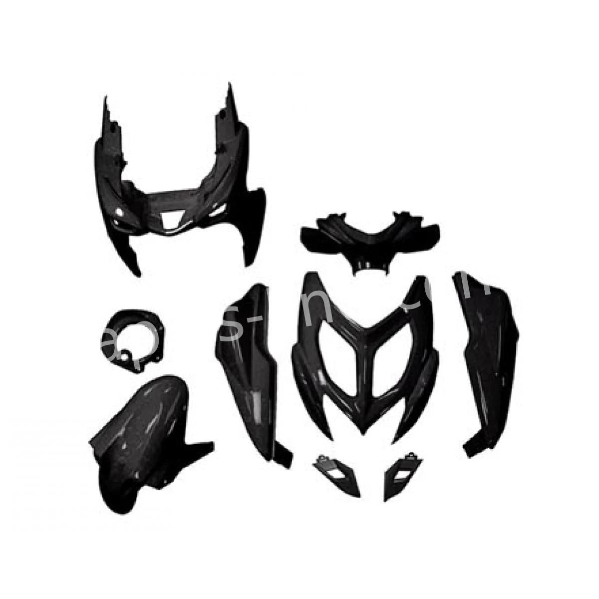 Plaatset Aplus Passend Op Yamaha Aerox R 2014> 9 Delig Mat Zwart - AE-trading