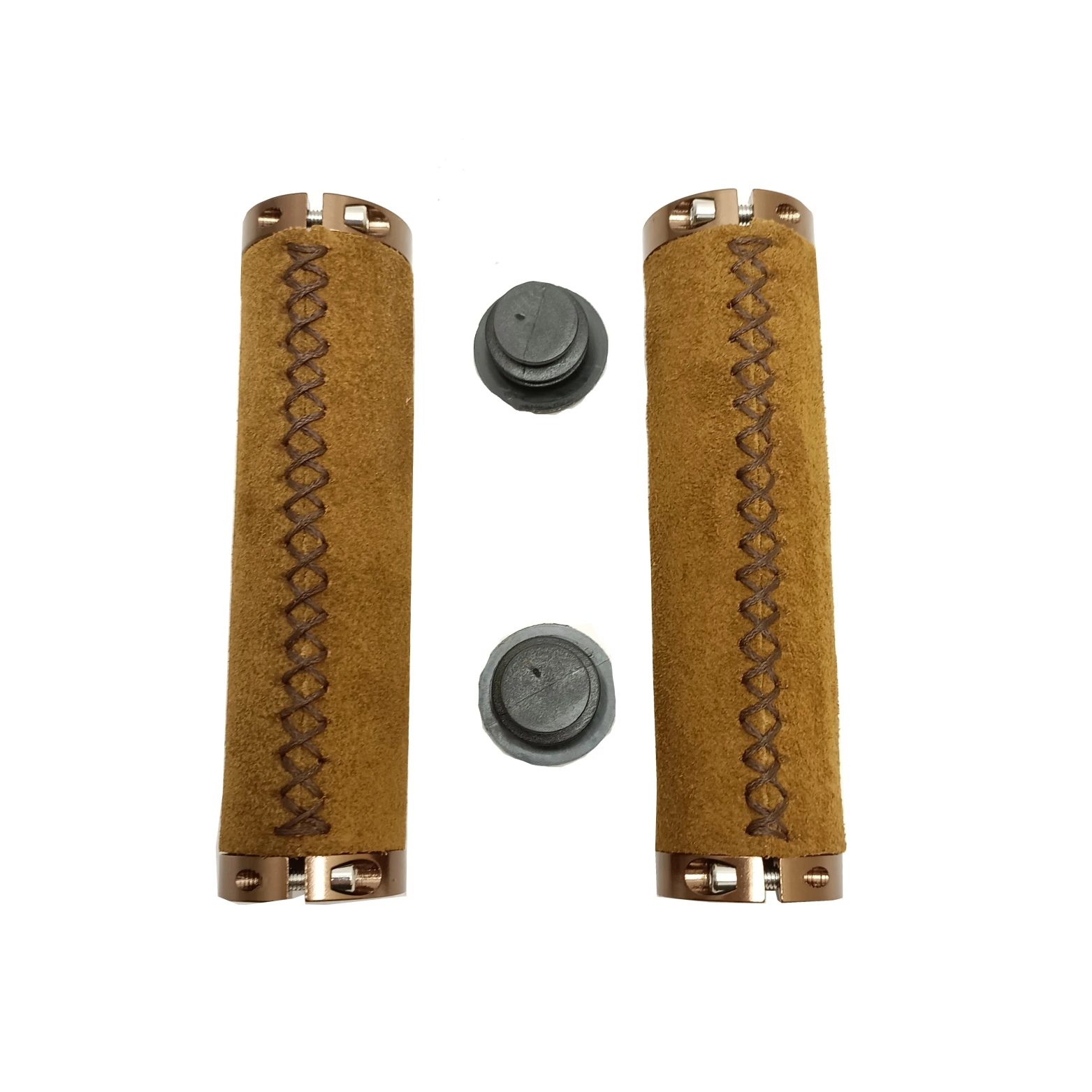 FALKX Comfortabele Bruine Suede Handvatten met Dubbele Lock Ring, 130/130mm, Werkplaatsverpakking AE-trading