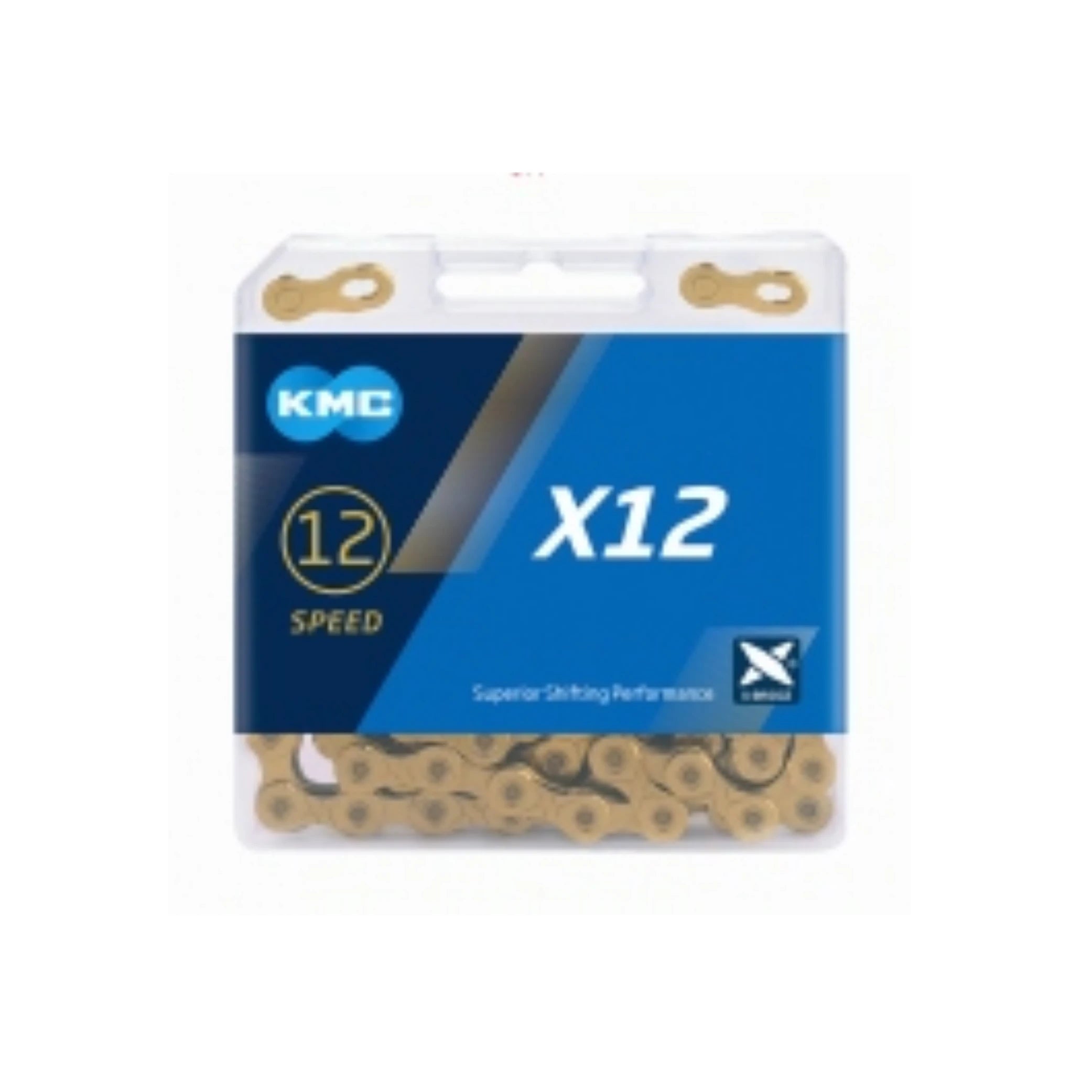 KMC X12 Gouden Fietsketting met Ti-Ni Coating, 12-speed, 126 Schakels AE-trading