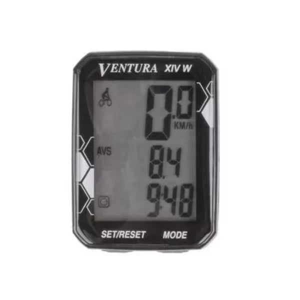 Ventura fietscomputer XIV, draadloos. 14 Functies: huidige snelheid, Gemiddelde snelheid, Maximum snelheid, snelheidsbemiddelaar, dagelijkse kilometerstand, totale kilometer, stopwatch, reistijd, totale reistijd, Auto start/stop, scan modus (hangverpa... - AE-trading