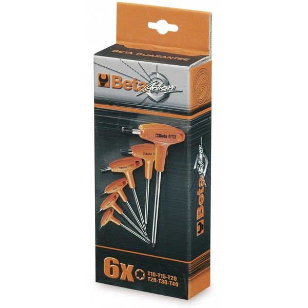 Beta Torx Sleutelset met T-Greep - 6 Delig (T10, T15, T20, T25, T30, T40) AE-trading