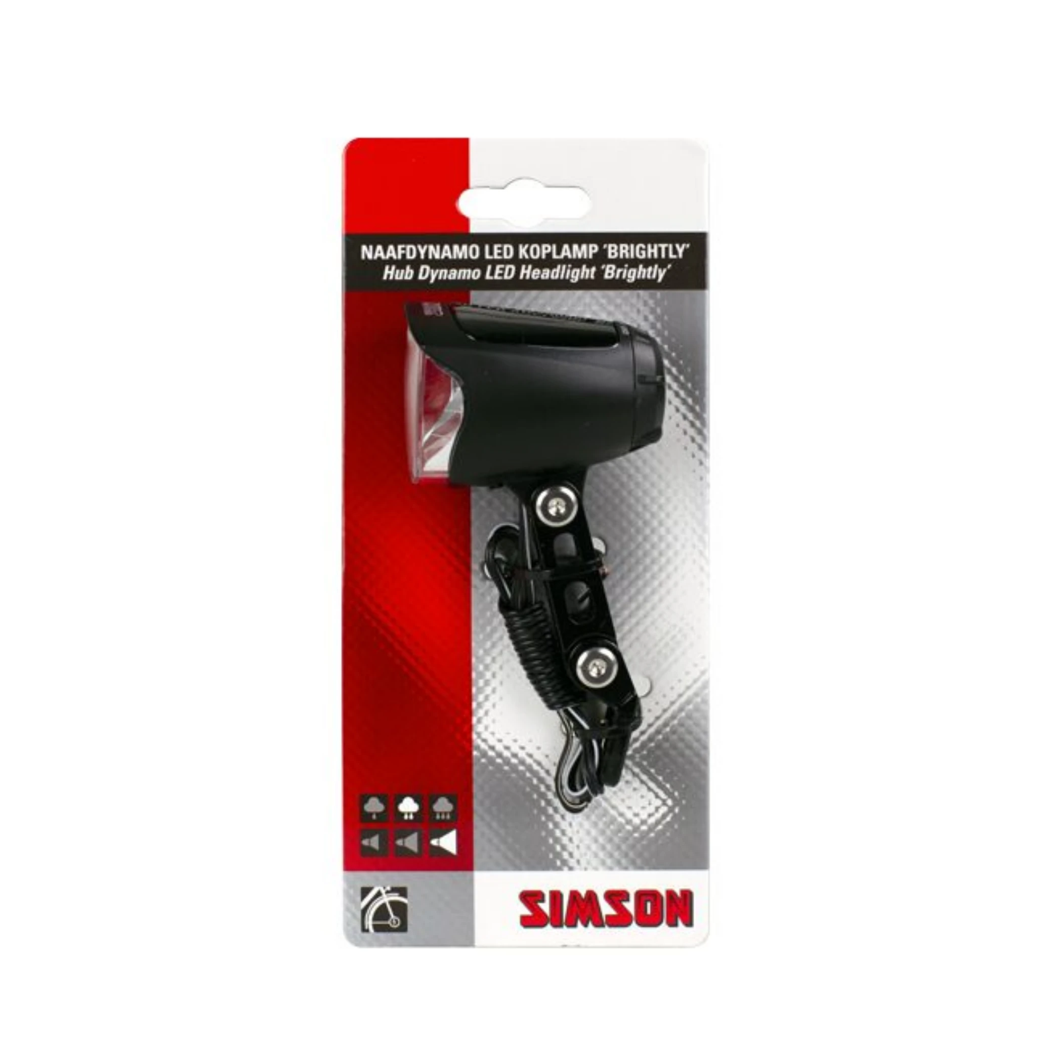 Simson LED koplamp voor Naafdynamo "Brightly",auto on/off ,70 LUX AE-trading