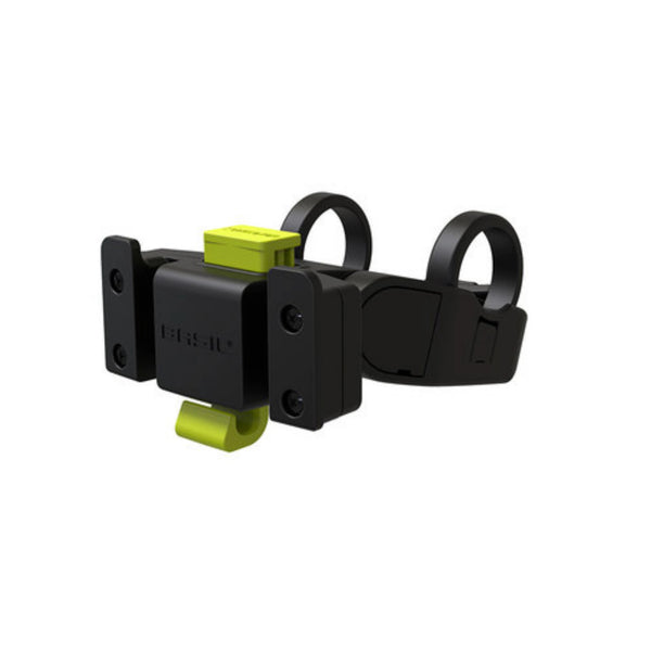 BASIL KF HANDLEBAR HOLDER, stuurbochthouder, geschikt voor KF platen, kunststof, snelle montage, stuurbochten Ø22 - 31,8mm, instelbare hoek, zeer stabiel ivm extra borging, ook icm Ebikesdisplays (o.a. BOSCH -system), zwart - AE-trading