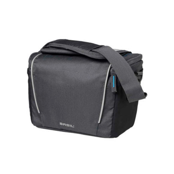 Basil Stuurtas Sport Design, grijs. Polyester,diverse vakken, klep met waterdichte transparante map voor smartphone, schouderriem, geschikt voor BasEasy en KF systeem (niet inbegrepen) extra reflectie,7L - AE-trading