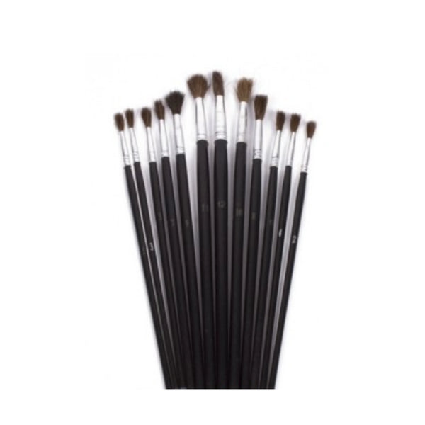Penseelset 12dlg rond, maat 1 t/m 12 (hangverpakking) - AE-trading