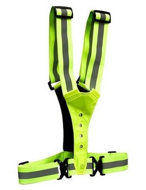 LED hardloop / veiligheidsvest, waterbestendig. One size fits all, 3 instelbare standen verlichting, 4 witte ledlampen voor, 4 rode ledlampen achter. Reflectie aan voor-en achterzijde. incl batterijen (hangverpakking) - AE-trading