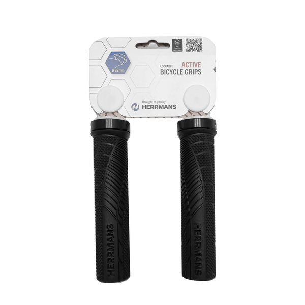 Herrmans handvatten Shark Lock DD38B. zwart incl. zwarte lockrings. Lengte: 130/130mm - AE-trading