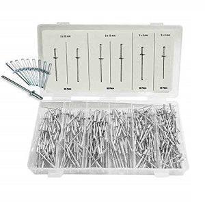 Popnagel assortiment, 320 stuks in opbergbox. bestaande uit 80x: 3x6mm, 3x8mm, 3x10mm, 3x15mm - AE-trading