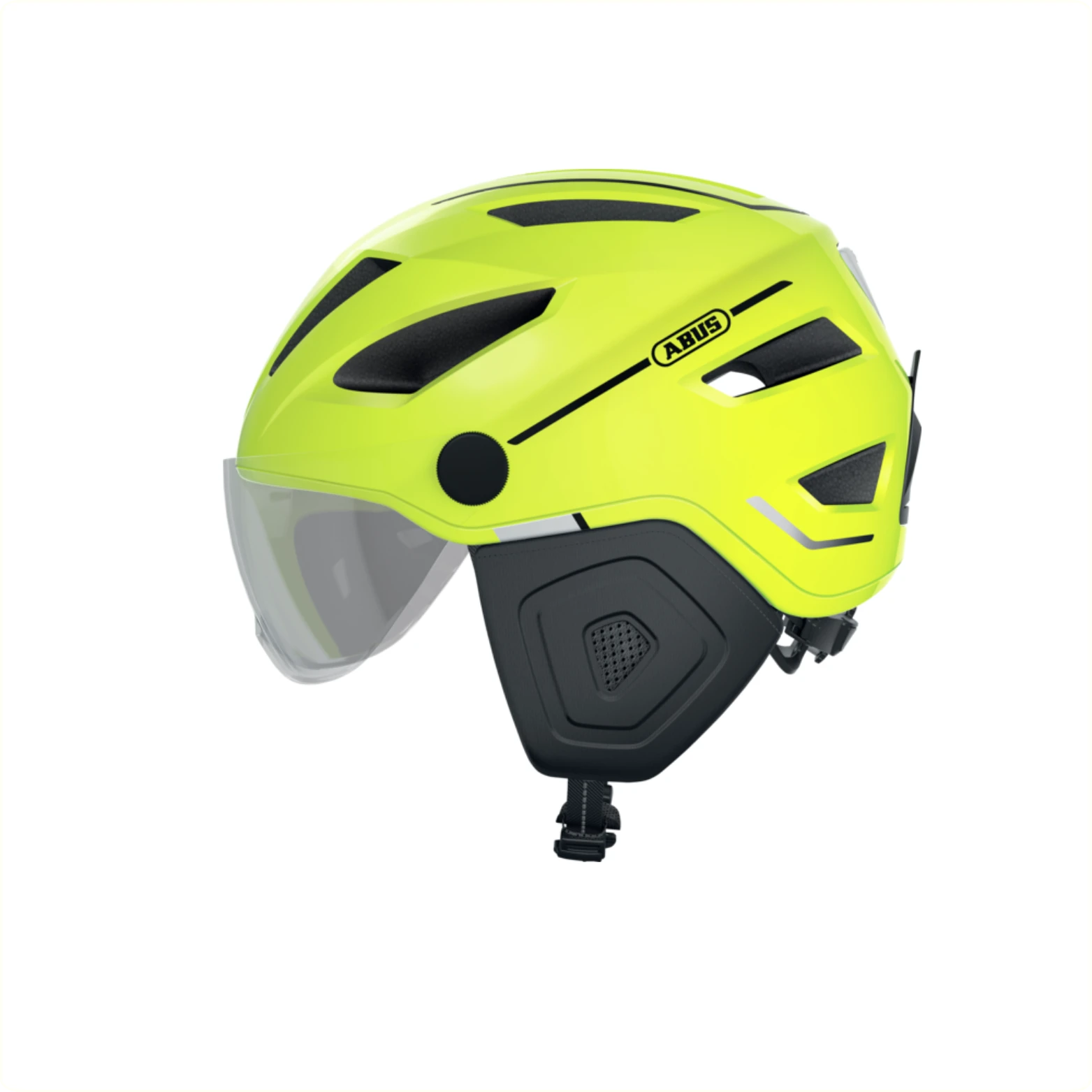 Abus helm Pedelec 2.0 ACE M (52-57) Met vizier, oorkappen. Magnetische fidlock sluiting en regenhoes. Ponytail-compatible.  NTA goedgekeurd voor snorscooter en speed pedelecs. Geel AE-trading