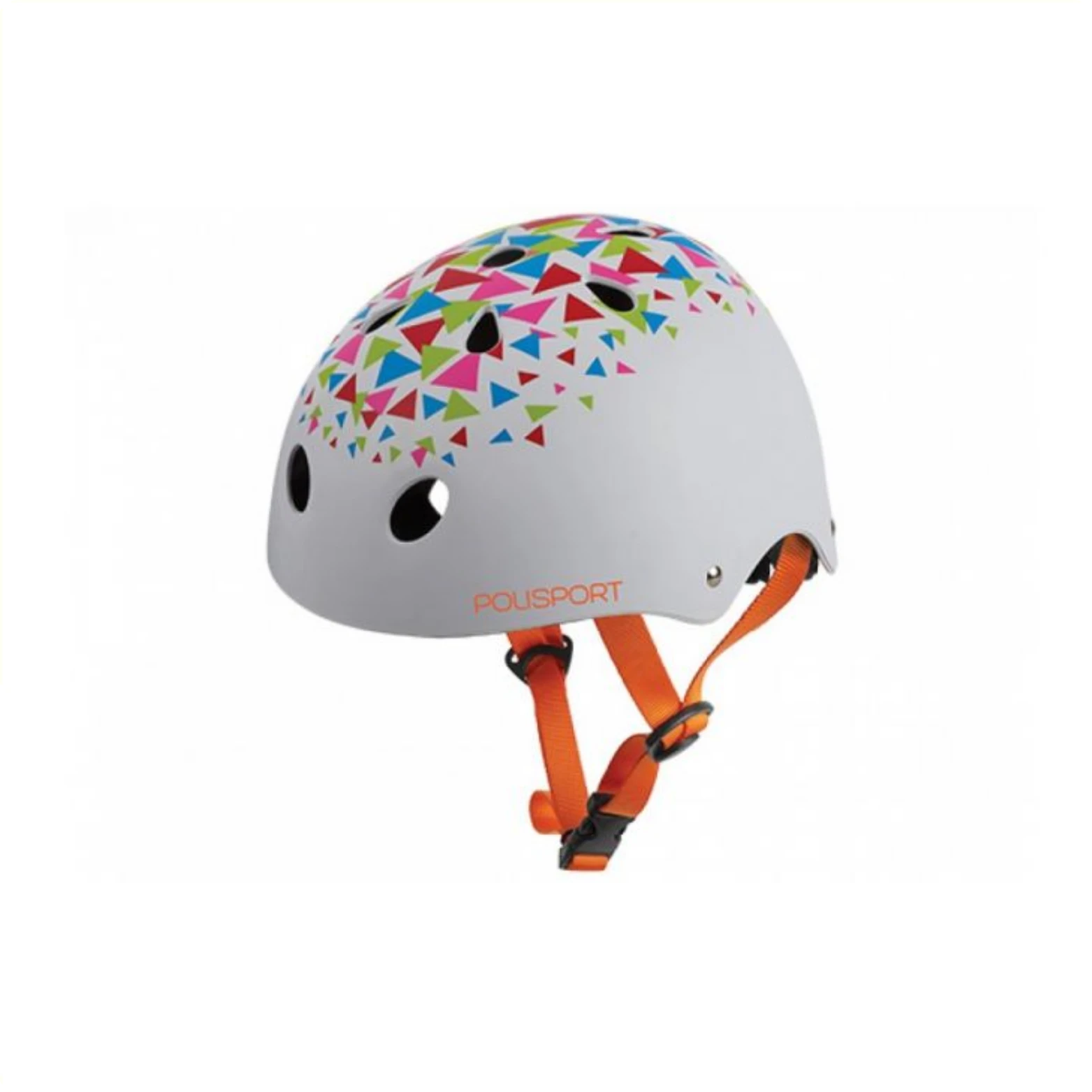 Polisport kinderhelm Triangles. maat: S (53/55 cm), kleur: wit/oranje - AE-trading