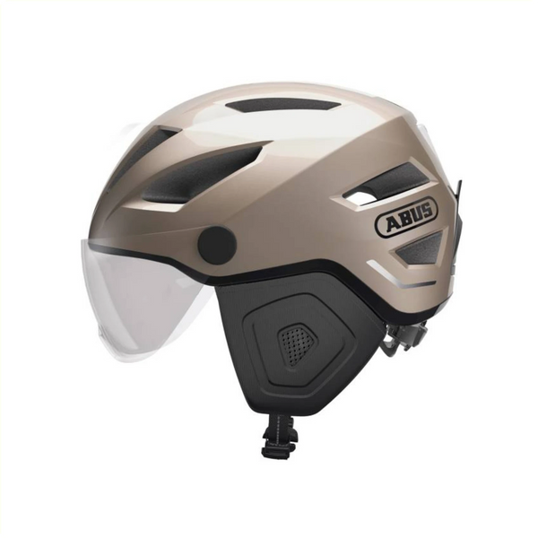 Abus helm Pedelec 2.0 ACE L (56-62 cm) Met vizier, oorkappen. Magnetische fidlock sluiting en regenhoes. Ponytail-compatible. NTA goedgekeurd voor snorscooter en speed pedelecs. Champagne Gold - AE-trading