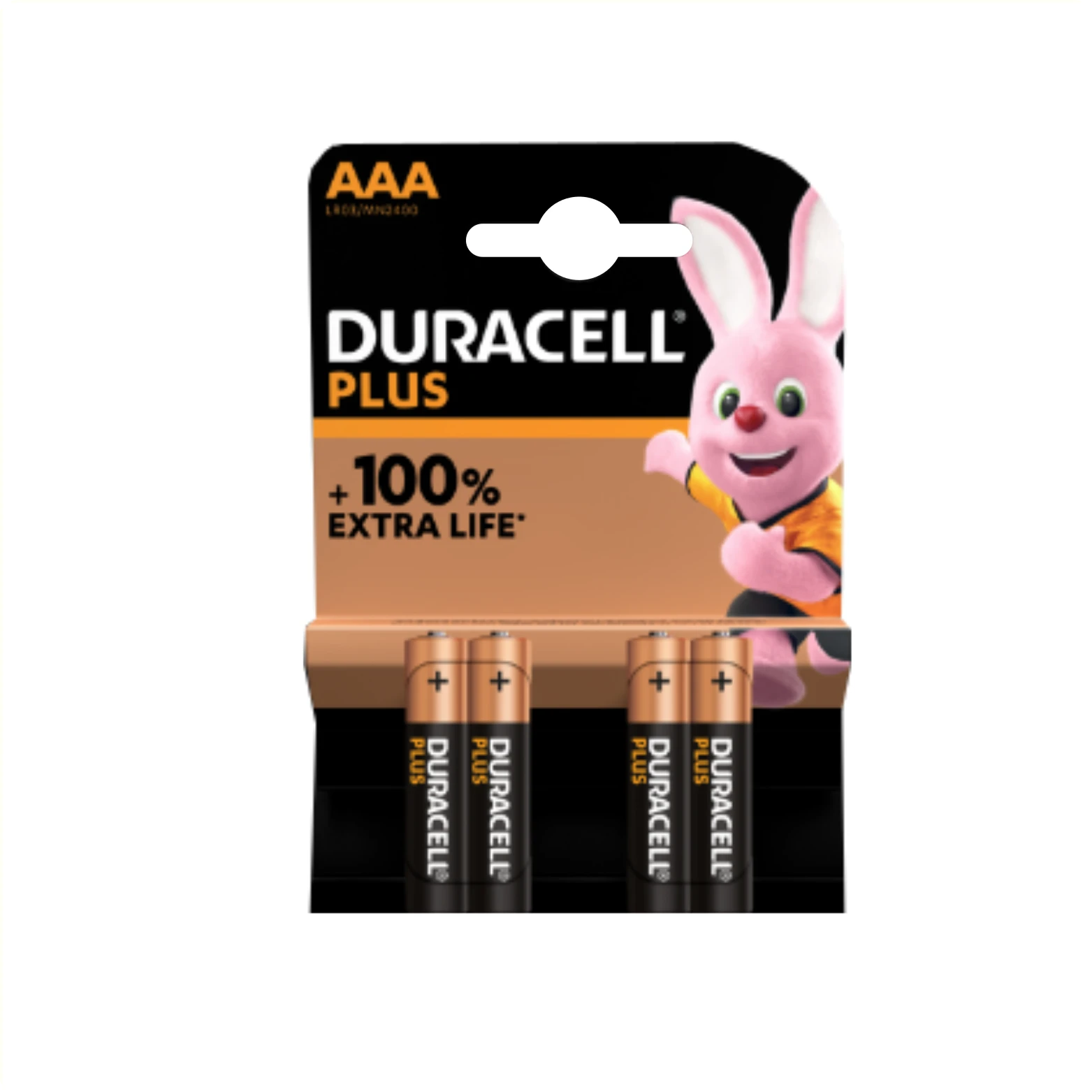 Duracell Plus Alkaline AAA Batterijen, 4-pack (Hangverpakking) AE-trading