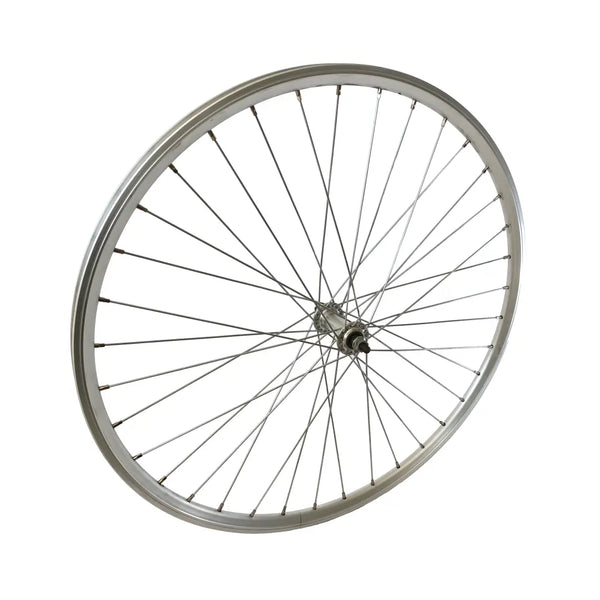 Voorwiel 28x1 5/8x1 3/8 zilveren aluminium hoge velg - AE-trading
