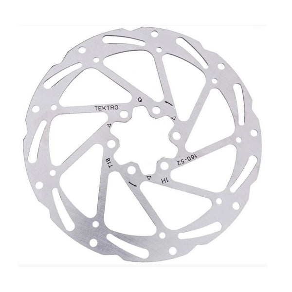 Tektro schijfrem rotor TR180-52 ø180x1.85mm, 6-bouts, zilver - AE-trading
