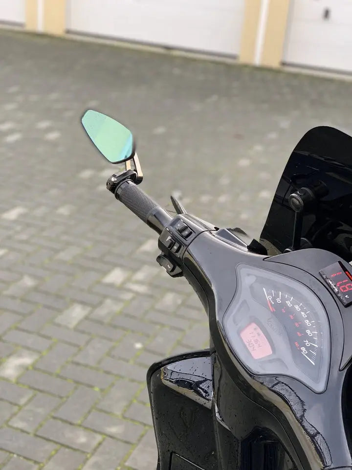 Bar end spiegels universeel ZILVER-edition stuureinde voor scooter en motor