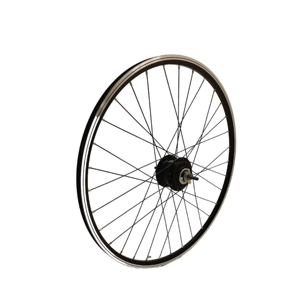 Achterwiel 28 x 1 3/8 Nexus 8 DI2 (voor schijfrem) - zwarte geslepen alu hoge velg, RVS spaken. Zonder toebehoren. vv - AE-trading
