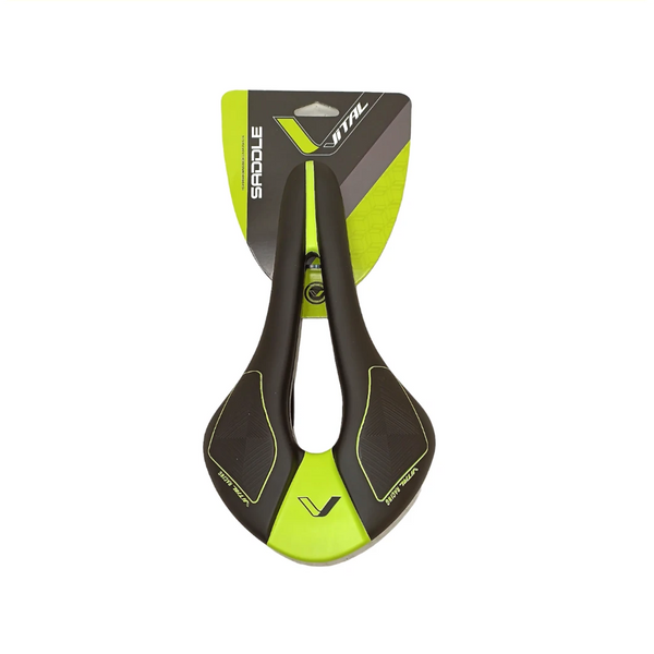 Zadel Race/MTB. Cr-Mo brug zwart/groen - AE-trading
